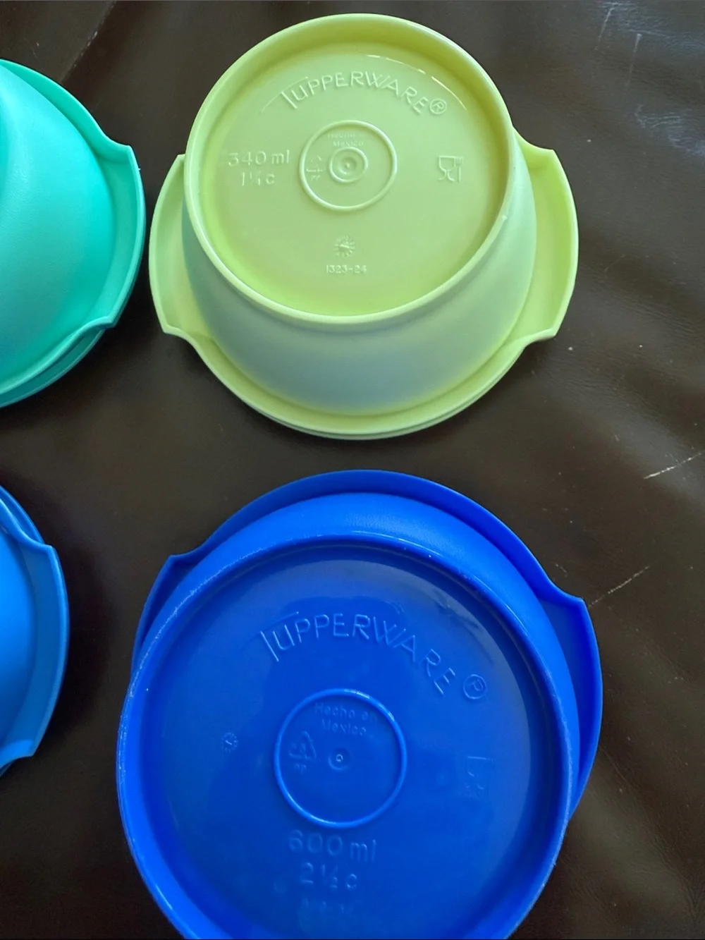 Tupperware Teal and Blue Round Food Storage Lids (Set)